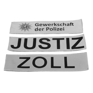 Klettschild "Justiz" für Hunter-Taschen
